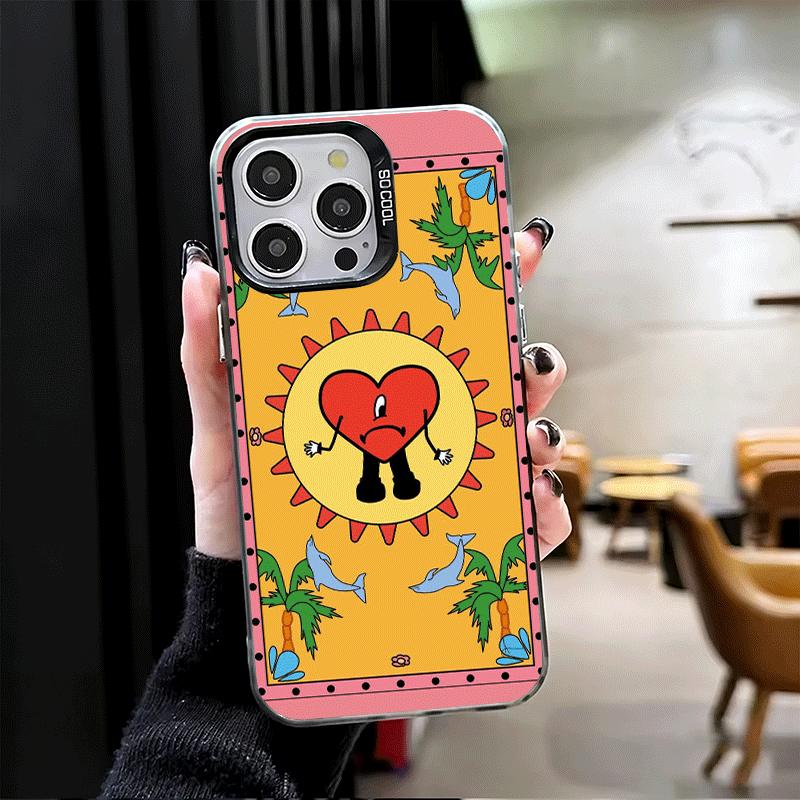 Bad Bunny Heart Shockproof Phone Case for iPhone 17 Air 16 16E 15 Pro Max 14 Plus 13 Mini 12 Back Cover Anti Fall Fundas