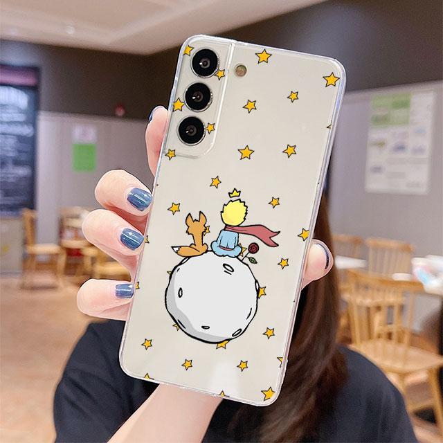 Průhledný kryt pro Samsung Galaxy S22 S20 FE S21 S10 S9 Plus Note 20 Ultra 10 Lite 9 Měkký TPU telefonní obal Kreslený Malý princ