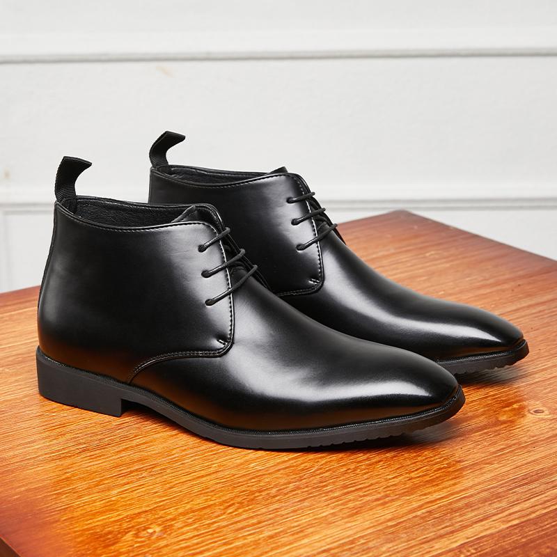 

Men Ankle Boots PU Short Strap Business High Quality Chelsea Boots British Banquet Social Boots Size 38-48 Men Boots 47