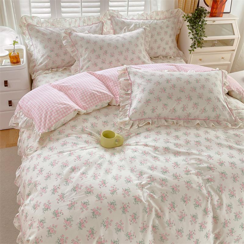 1pc Ruffles Duvet Cover Pure Cotton Comforter Cover Floral Style Bed Covers housse de couette Girls Quilt Cover (No Pillowcase)
