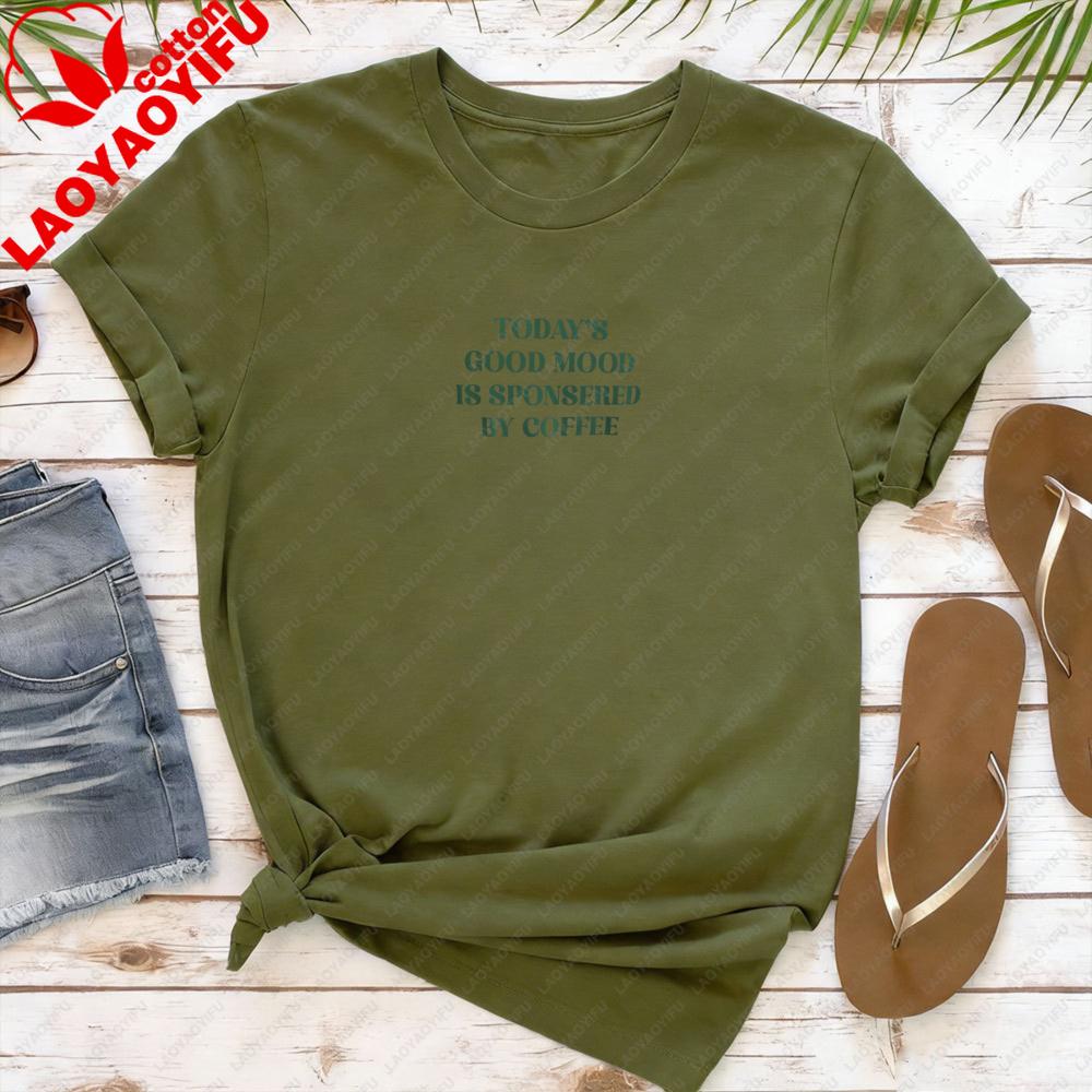 Coffee Mood Women TShirt Casual Summer Tops Coffee Lover Tees Short Sleeve Cotton Top Fashion Graphic Tee for Gift S
