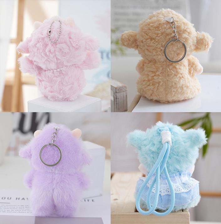 Soft Fluffy Sheep Stuffed Keychain Lovely Lace Skirt Animal Pendant for Kids Purse Accessory Party Gifts