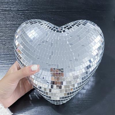 Heart-Shaped Disco Ball Decorations Lightweight Reflective Christmas Party Decorations Glass Keychain