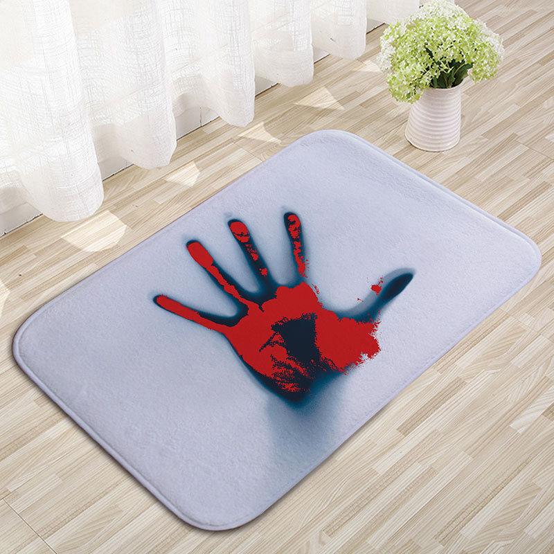Halloween Carpet Soft Noise Reduction Home Decor Creative Horror Blood Handprint Entrance Doormat Bathroom Foot Mat