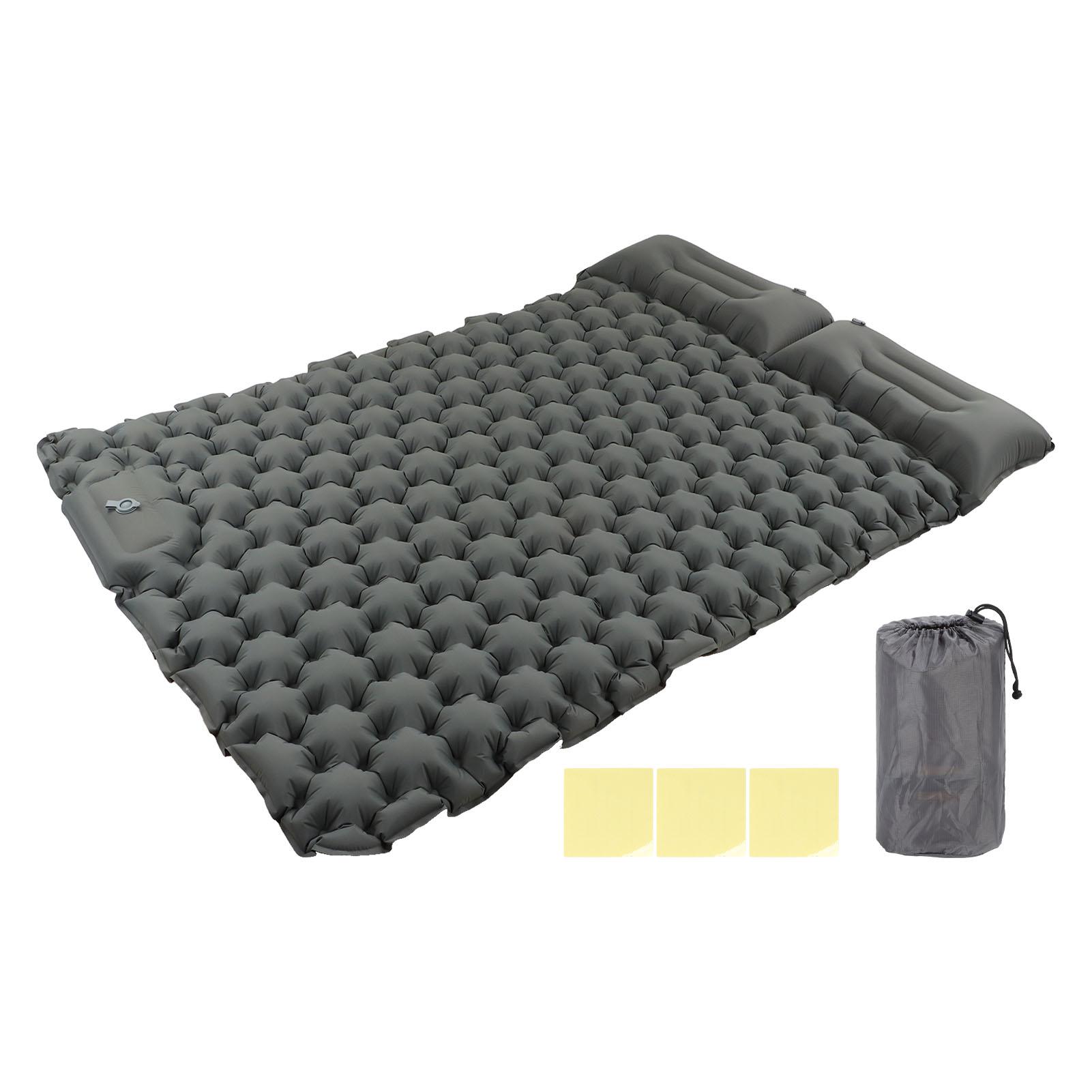 

Camping Sleeping Pad Gray Waterproof Nylon Ergonomic Support Foot Press 60S Inflating Sleeping Mat
