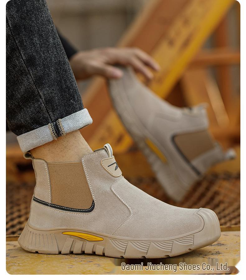 Suede Electric Welding Shoes: Anti-smash, Anti-puncture, Comfortable, Wear-resistant, Soft Sole, Easy-wear Labor Protection.