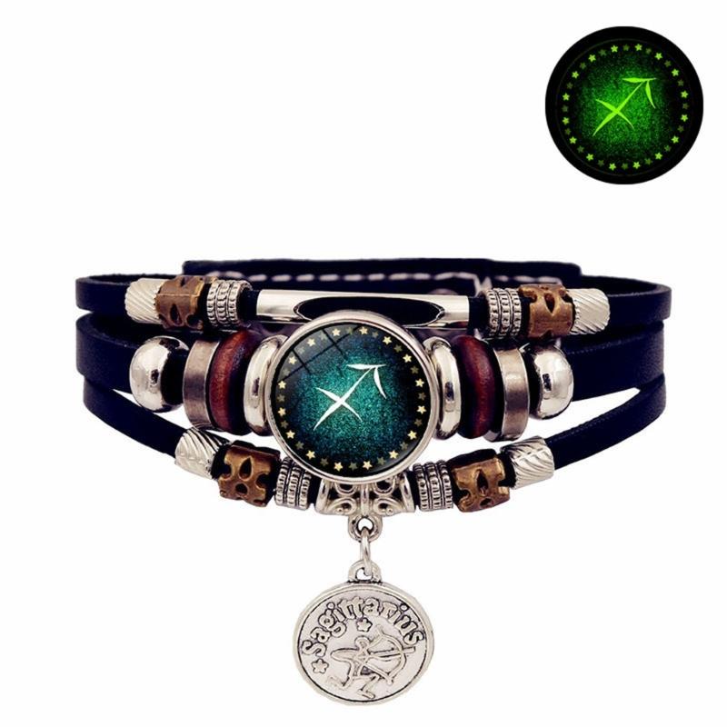 Lightweight Constellations Bracelet for Teens Handmade Zodiacs Charm Everyday Jewelry Synthetic Leather Wristband