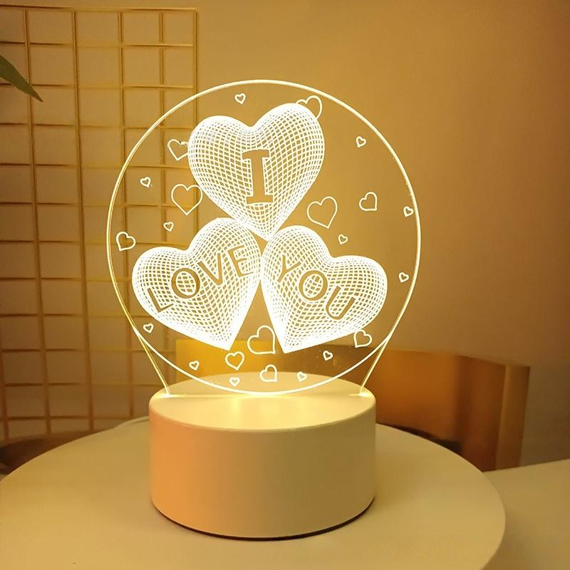 1pc Pink Light Loveyou 3D Night Light, Sweet Show Love LED Light, Bedroom Room Decoration, Atmosphere Light