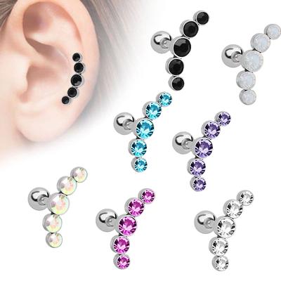 Clou d'oreille en cartilage opale, piercing en acier inoxydable pour cartilage, hélix, tragus, 16G, accessoires de barre