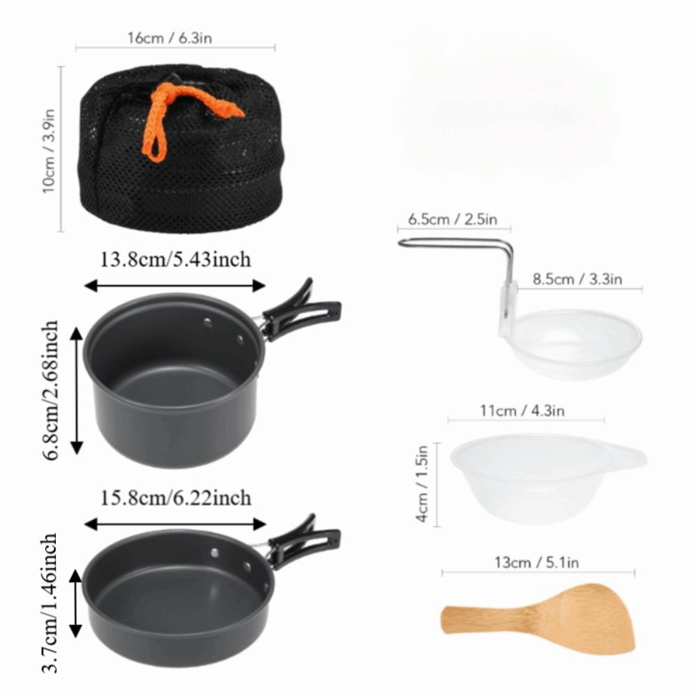 Leichtes Essgeschirr Stapelbar Outdoor Kochgeschirr Langlebiges Camping Kochgeschirr Set Wandern