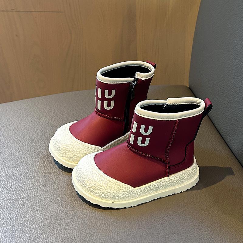 Children's leather two-cotton boots will be popular in autumn and winter 2025, baby girl velvet warm small boots, boys' cotton boots tide