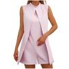 Combinaison courte sans manches à col rond pour femme, couleur unie