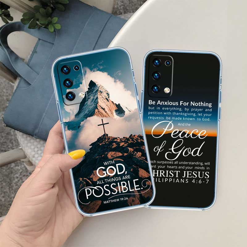 RE13 Bible Verse Jesus cross Transparent Phone Case for Motorola Moto G7 G8 G9 G84 G85 G73 G24 G15 Z2 Play Power Plus