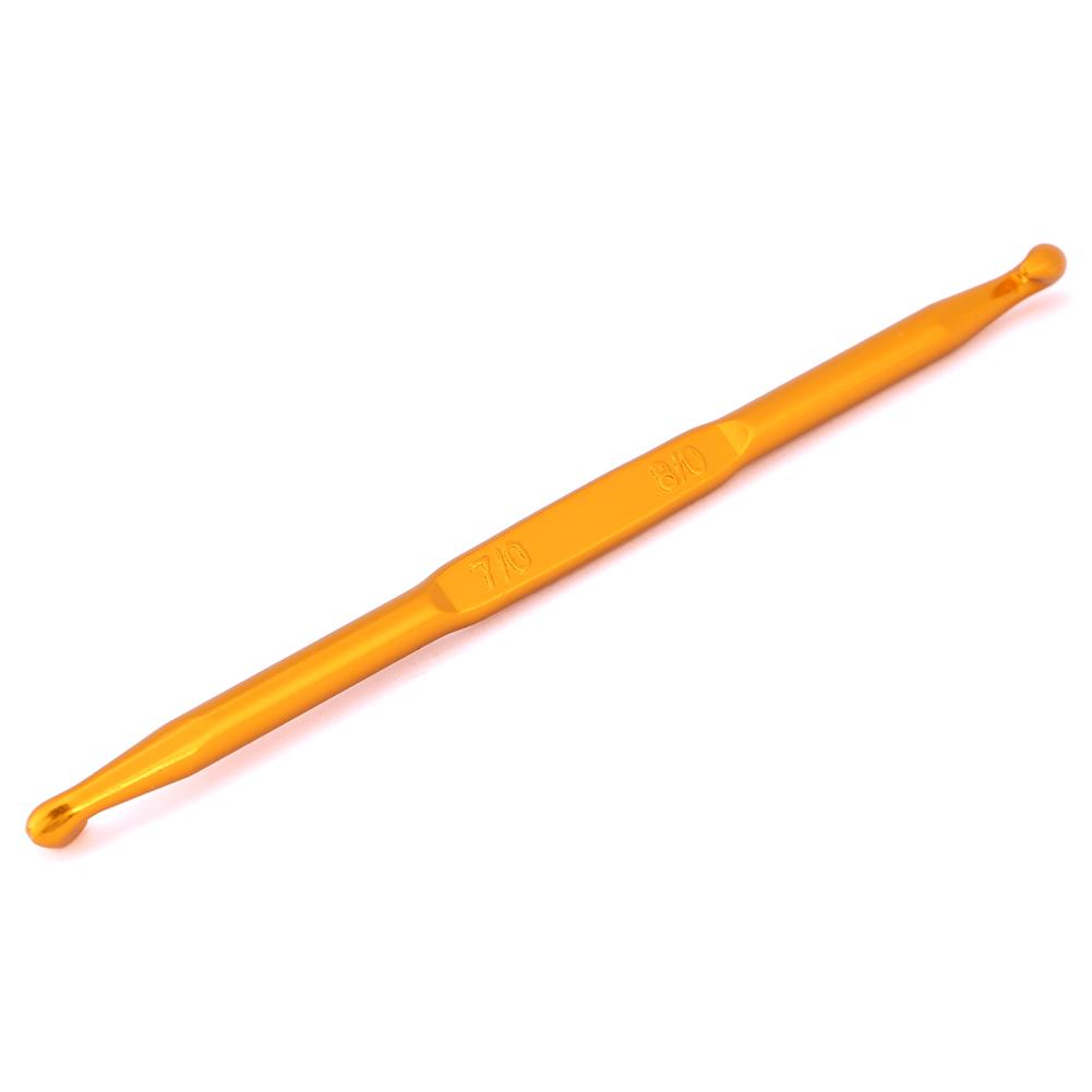 8Pcs Golden Alumina Double End Crochet Hook Knitting Needle Set Weave Craft