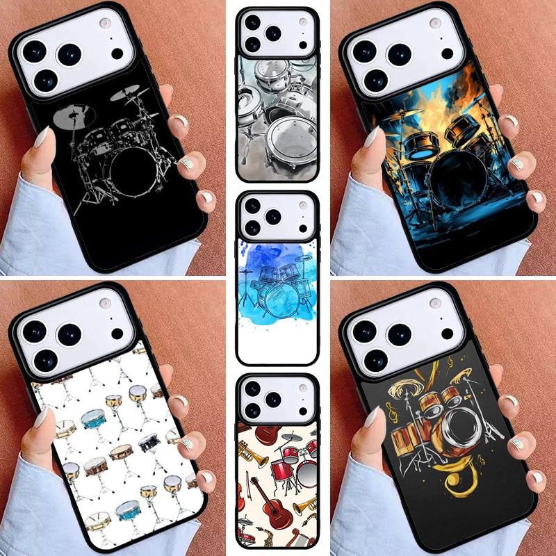 Musical Instrument Drum Phone Case for iPhone 17ProMax 12 13 14 15 16e 17 Pro Max Plus Air Cover