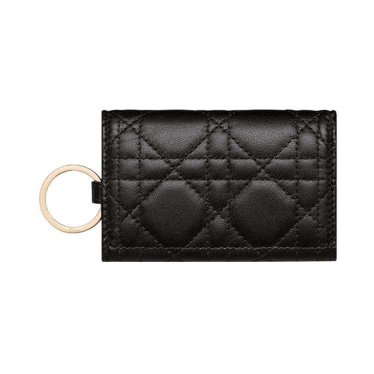 DIOR Lady Dior Lambskin Key Pouch Women's Black S0983ONMJ-M900