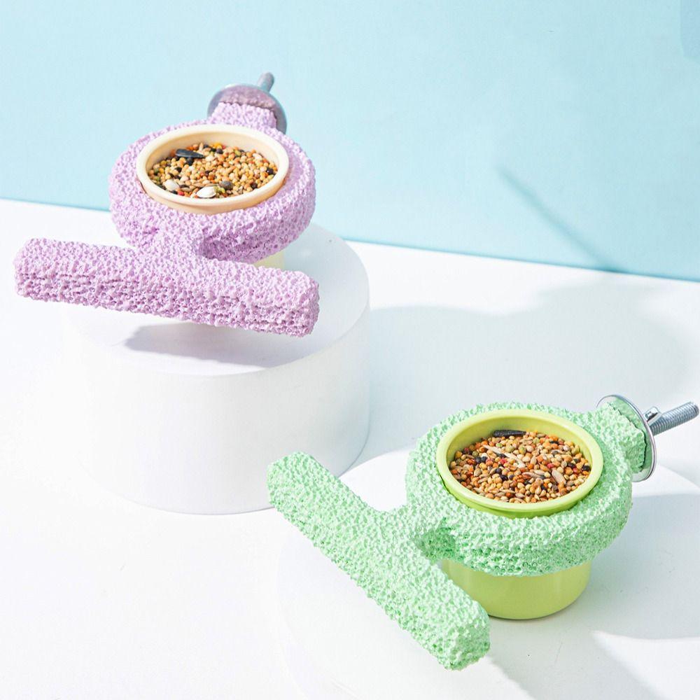 Jumping Platform Bird Cage Feeder Resin Bird Water Feeder Bird Perch Stand Beak Nail Grinder