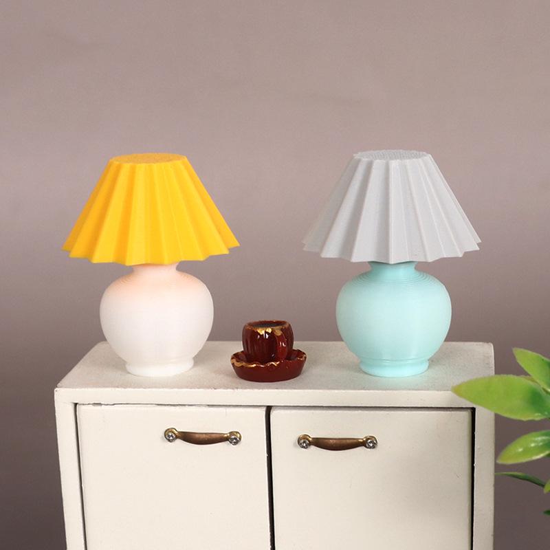 1:12 Miniature Colorful Bedside Table Lamp for Dollhouse Decor