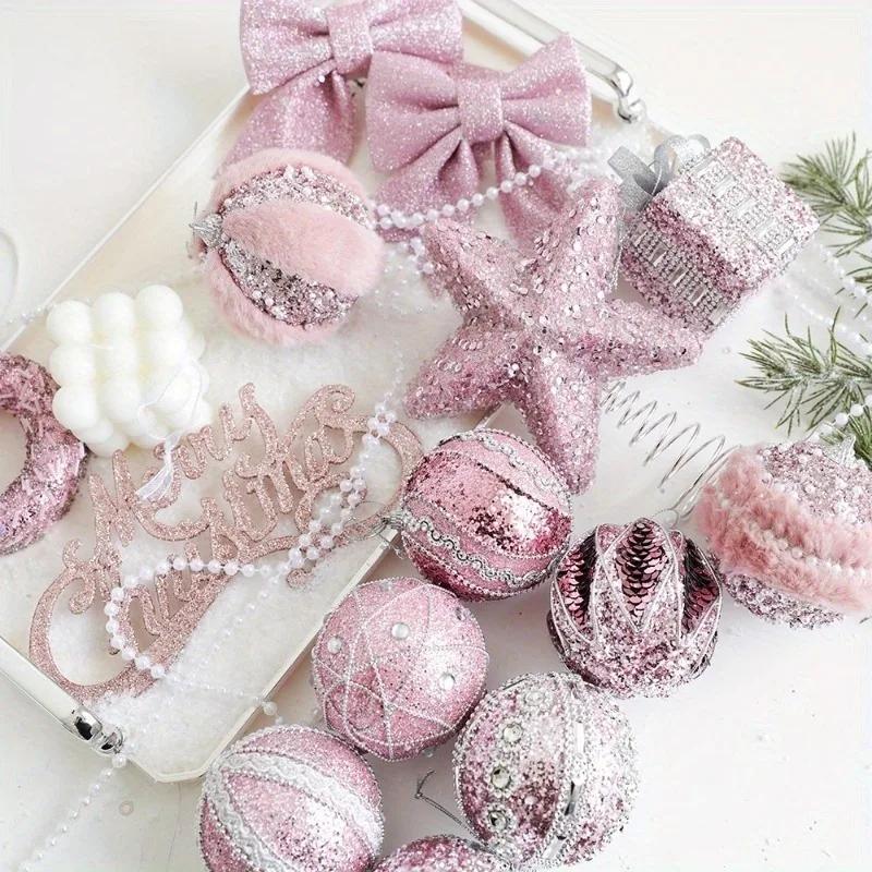 6pcs Pink Foam Ball Christmas Tree Decorations Christmas Tree Diy Pendant.