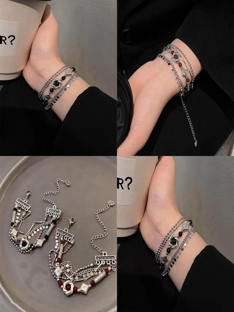 Unique Alloy Bracelet With Geometric Irregular Patterns For Students And Couples