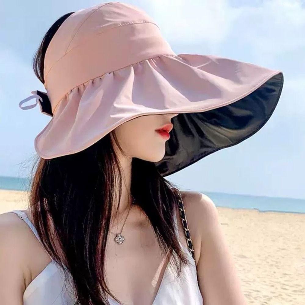 Adjustable Size Sun Hat Wide Brim Large Sun Visor Hat Portable Sunshade Hat Travel