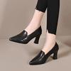 Fashion New Women Pumps Pu Leather Work Shoes Soft Chumly High Heels Women Pointed Toe Pumps Casual Slip On Solid Heels Women Shoes
