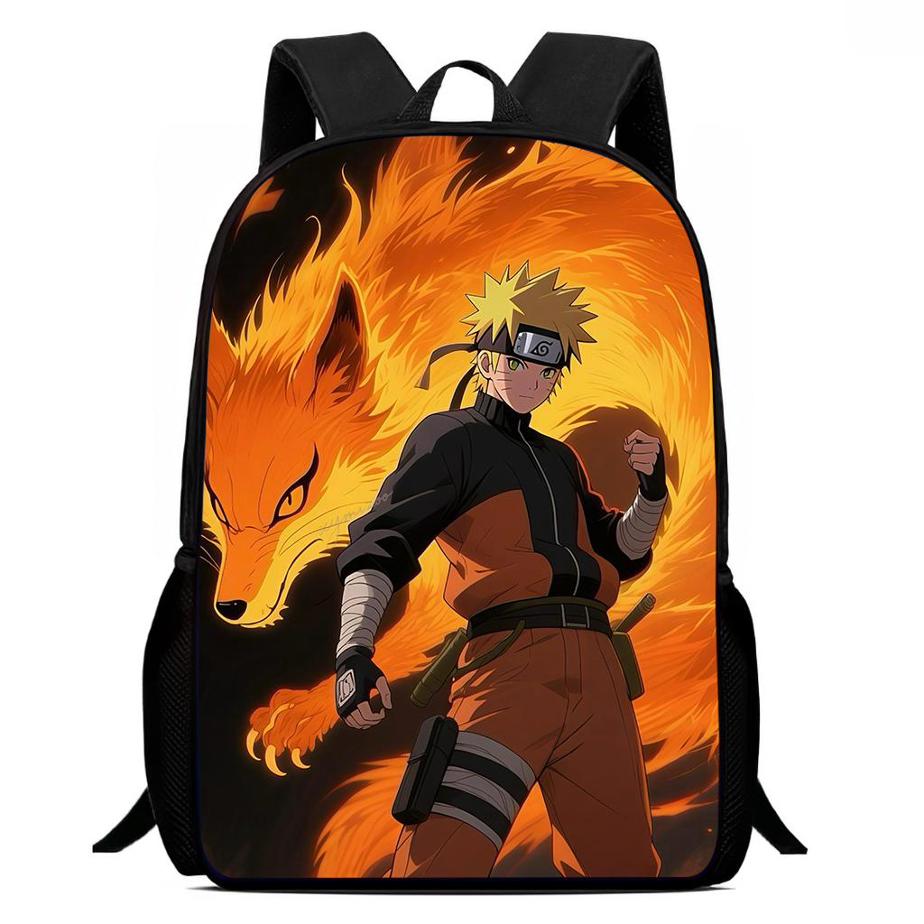 NARUTO Cartoon 15-inch Lightweight Backpack With Adjustable Shoulder Straps Kids Daily School Bag For Boys Girls Age 5-9