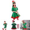 Cheerful Family Christmas Cosplay Costume Featuring Green Elf Santa Claus Design For All Ages