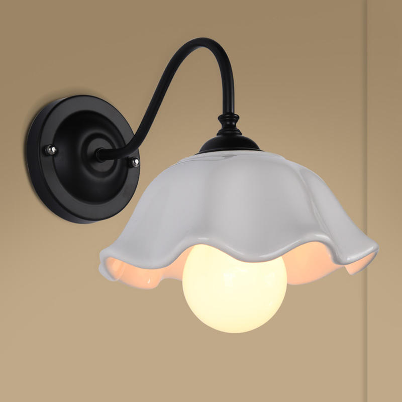 Цветочная стена Kinquet, 220 В E27 Безламповый ночник для спальни, Современный креативный деревенский железный светильник, Черный