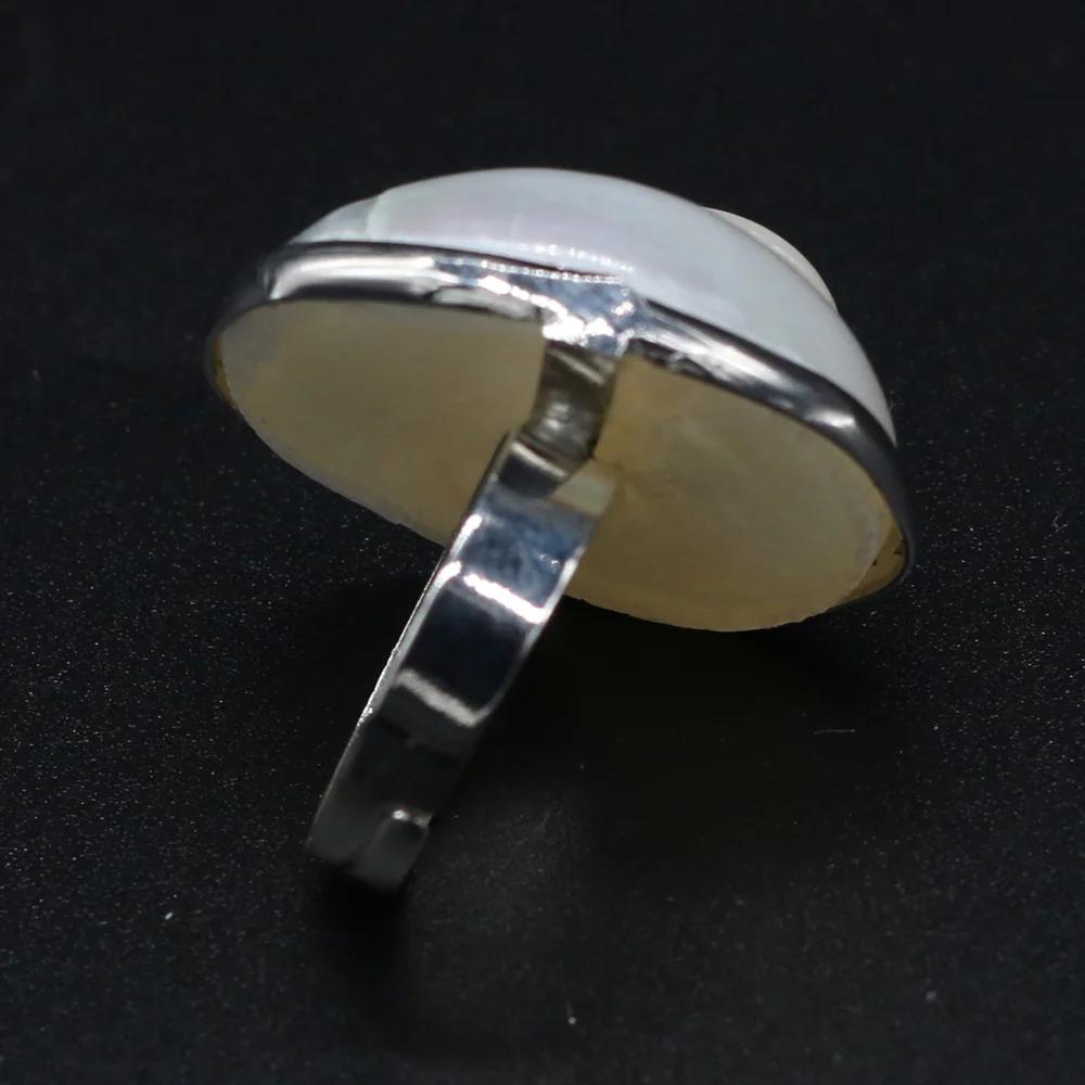 Natural White Conch Ring for Women Men Seashell Finger Rings Adjustable Silver Color Summer Beach Party Jewellery 25x30mm