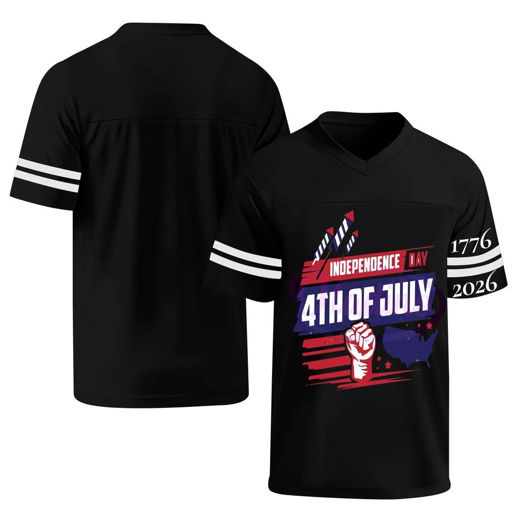 Men's Casual V Neck Short Sleeve Athletic Shirt Independence Day Graphic Print 4th of July Sports Tee Top Lightweight Breathable