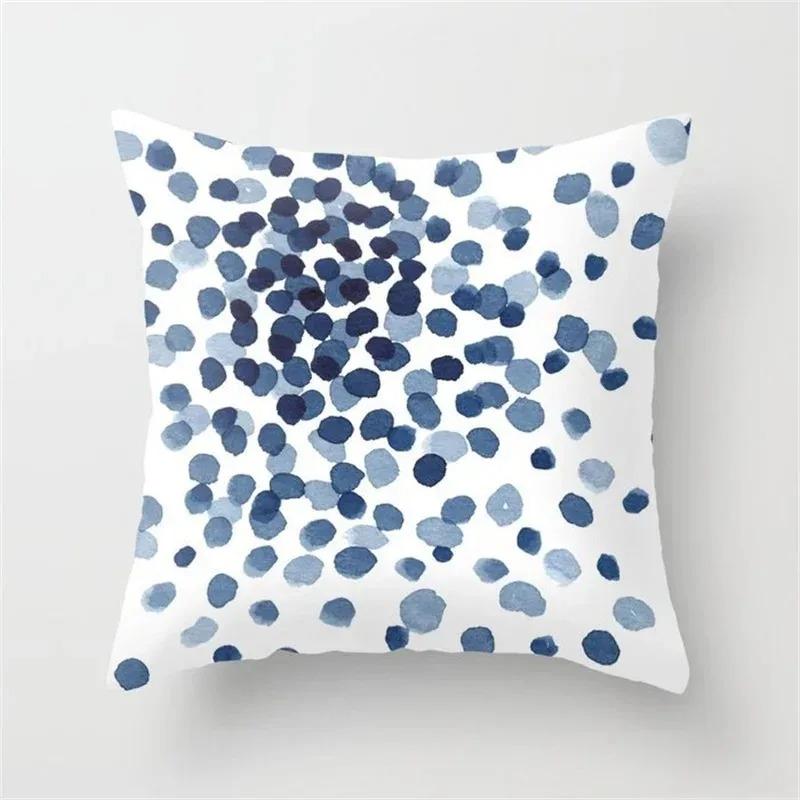 Indigo watercolor floral pattern Doublesided Printed pillow cover Short plush Suitable living rooms sofas throw cushion cover