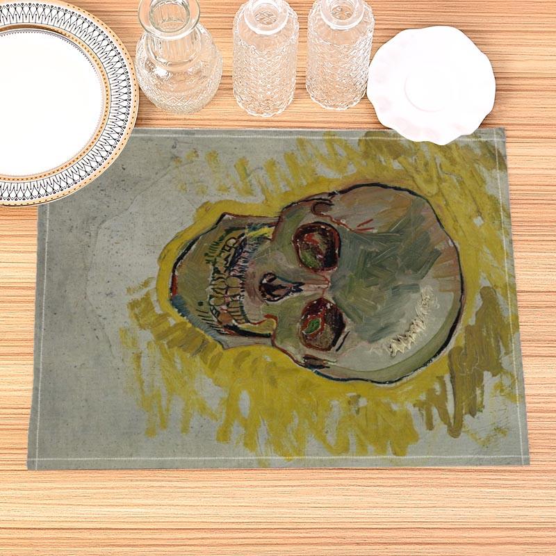 Van Gogh Painting Print Linen Dining Table Mats Kitchen Placemat 30X45cm Coasters Pads Bowl Cup Mat