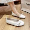 Women's Flat Shoes Spring New Square Head Shallow Mouth Pearl Soft Sole Anti-slip Wear-resistant Single Shoes