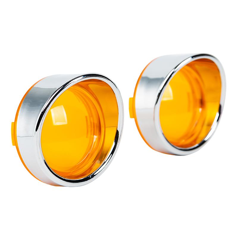 Visor Turn Signal Bezels Trim Ring Lens for Harley Softail Sportster Dyna Touring FLHX,Chrome ABS Motorcycle Indicator Cover 1 Pair