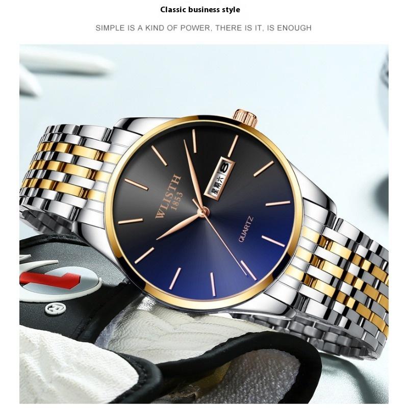 Top Brand Men's Waterproof Business Fashion Double Calendar Quartz Men's Wrist Watch