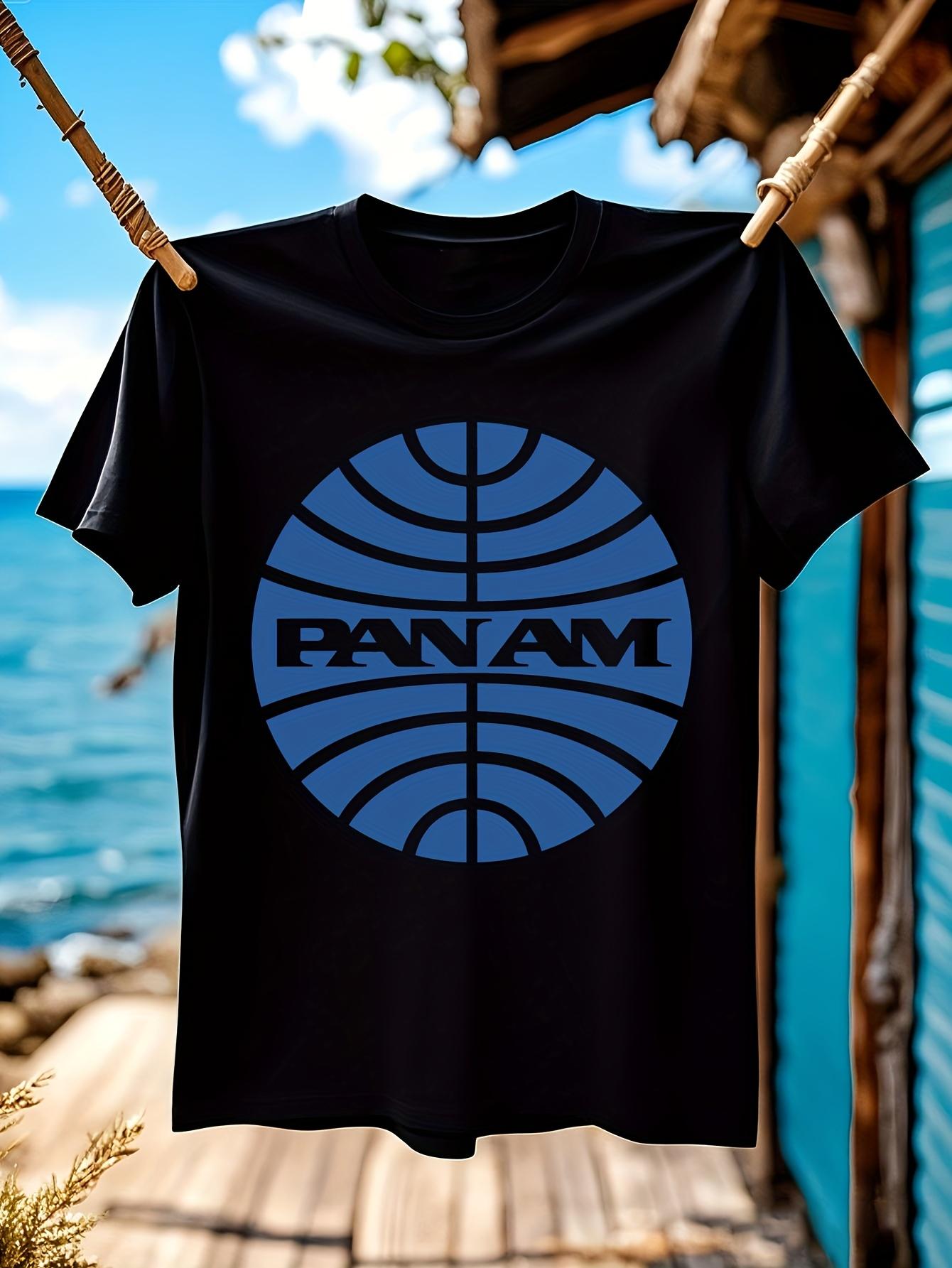 Pan Am Vintage Aviation Graphic T-shirt - Retro 1960s Style White Tee with Blue Airline Logo & Globe Print S