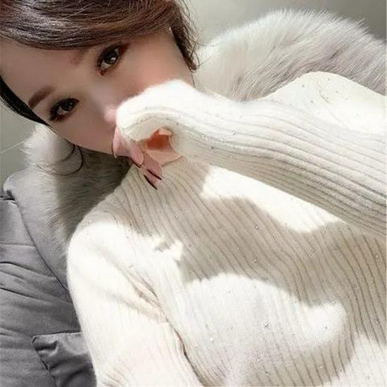 

Женский свитер-водолазка Shiny Diamond Slim Fit - Длинный рукав, трикотажный топ M (95-105 lbs)