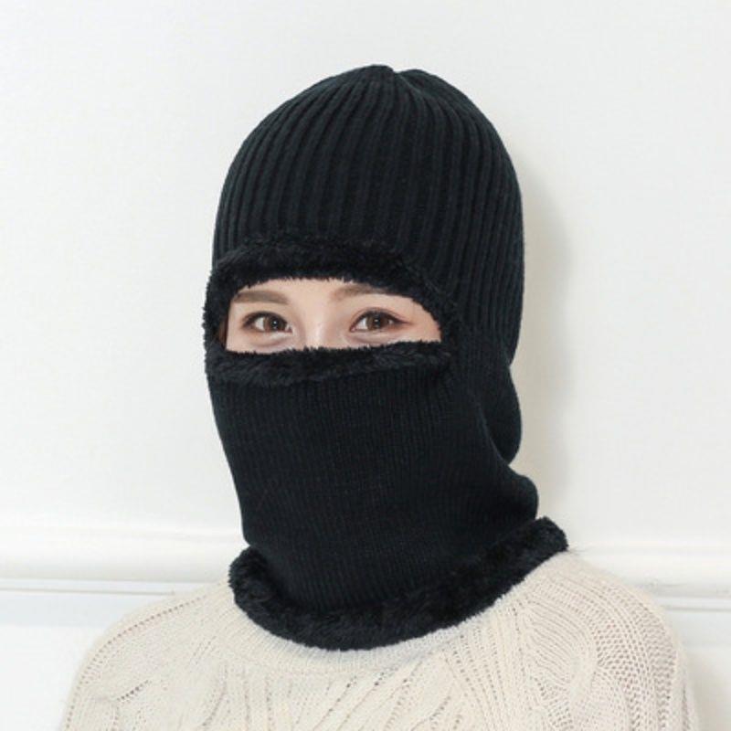 Winter, Unisex, Knitted, Pullover Hat, Masked, Warm and Plush, Thick Windproof, Cycling Ear Protection Hat, Winter Hat