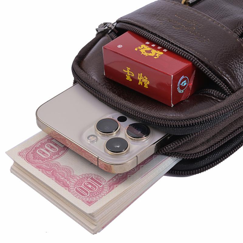 Herren Echtleder Umhängetasche für Handy - Mini Schulter-, Hüft-, Multifunktionale Lässige Hängende Tasche