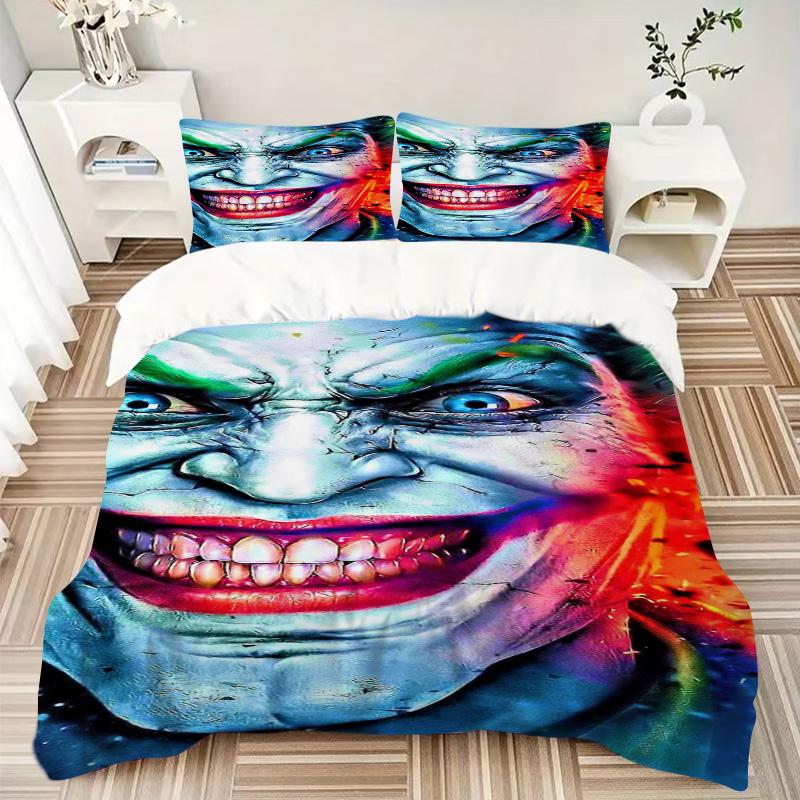 Joker'S Fiery Smile Print 3Pcs Bedding Setduvet Cover With 2 Bedropillowcase Home Birthday Gift