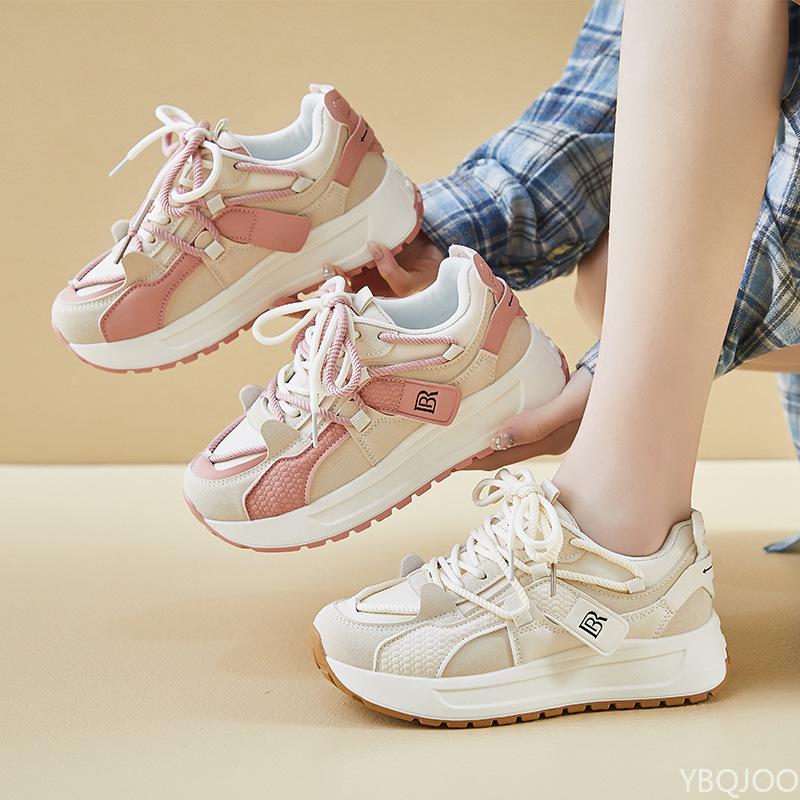 New Spring Casual Comfortable Sneakers Simple Thick Soled Height Increasing Shoes Fashionable Versatile Women's Shoes