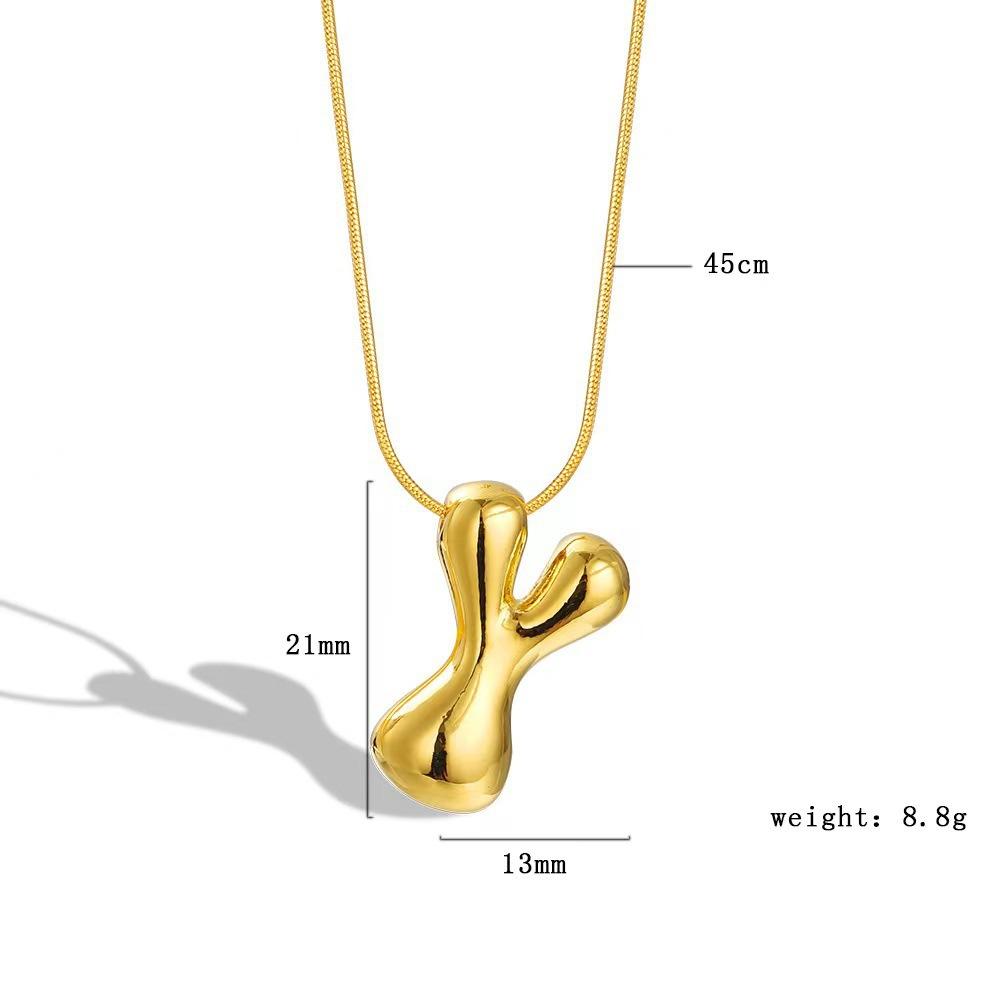 [9.30% off from 10 pieces] Balloon bubble chubby 26-letter necklace bare body simple pendant