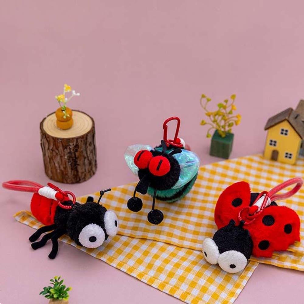 Llavero de Felpa de Dibujos Animados de Insectos Cadena de Llaves de Cucaracha de Poliéster Colgante de Polilla Mosca Colgantes para Bolsos