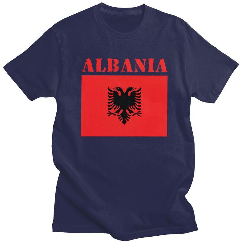 Custom Fashion Albania Flag T Shirts Men ShortSleeve Tshirts Casual Tee Tops Pure Cotton Oversized Tshirts Gift