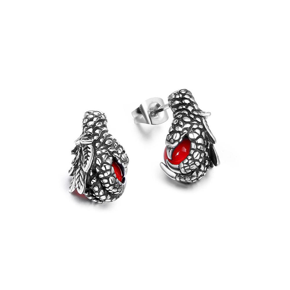 Punk Charm Dragon Claw Black/Red Stone Earrings For Men Women  Stainless Steel Dragon Claw Earrings Party Jewelry Gifts
