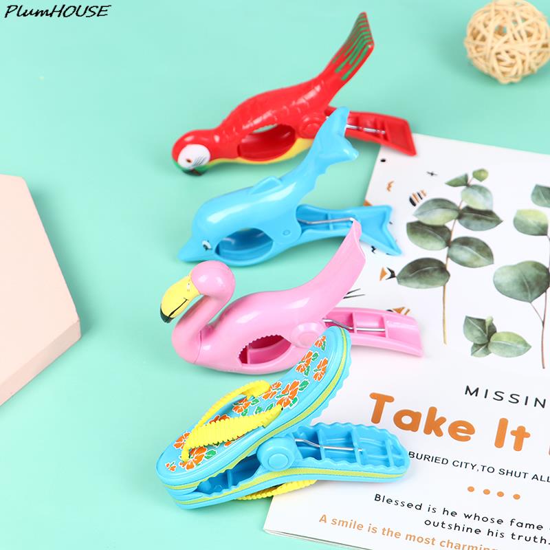 1 Plastic Beach Towels Clips For Sunbeds Sun Lounger Animal Decorative Clothes Pegs Pins Large Size Drying Racks Various styles