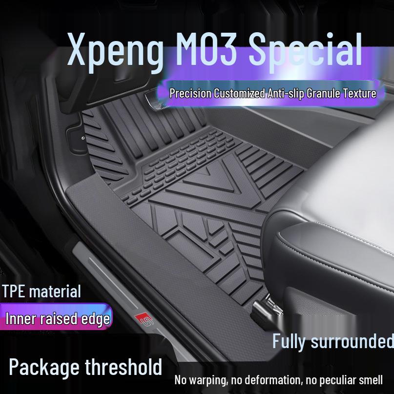 Xiaopeng M03 TPE Full Coverage Floor Mats with Door Sill Protection Single-layer with threshold TPE mat