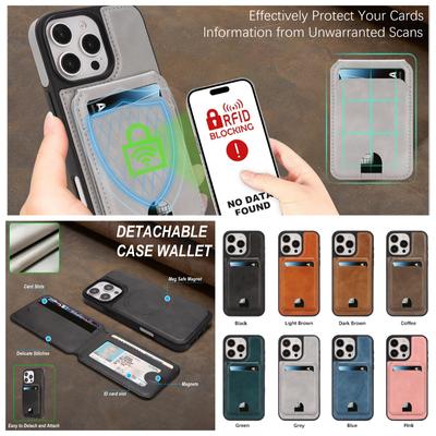 Magnetické kožené pouzdro na telefon s držákem na karty pro řadu iPhone 12 - 17 Multifunkční stojánek Nárazuvzdorný ochranný kryt