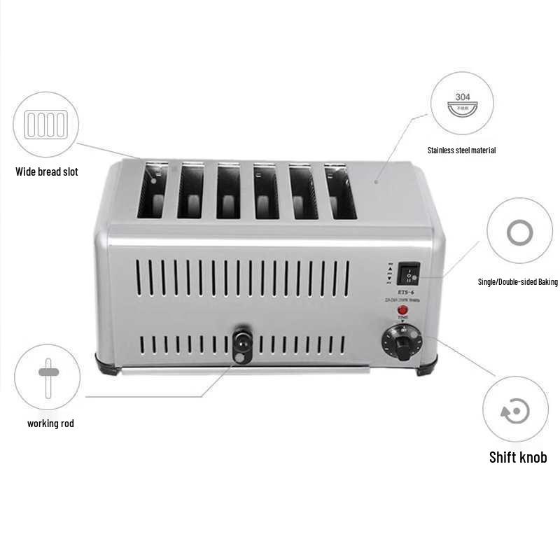 Commercial Toaster Oven: 4-Slice & 6-Slice Bread Maker for Home Use—Perfect for Toasting, Sandwiches, Breakfast, Baking, and Roujiamo